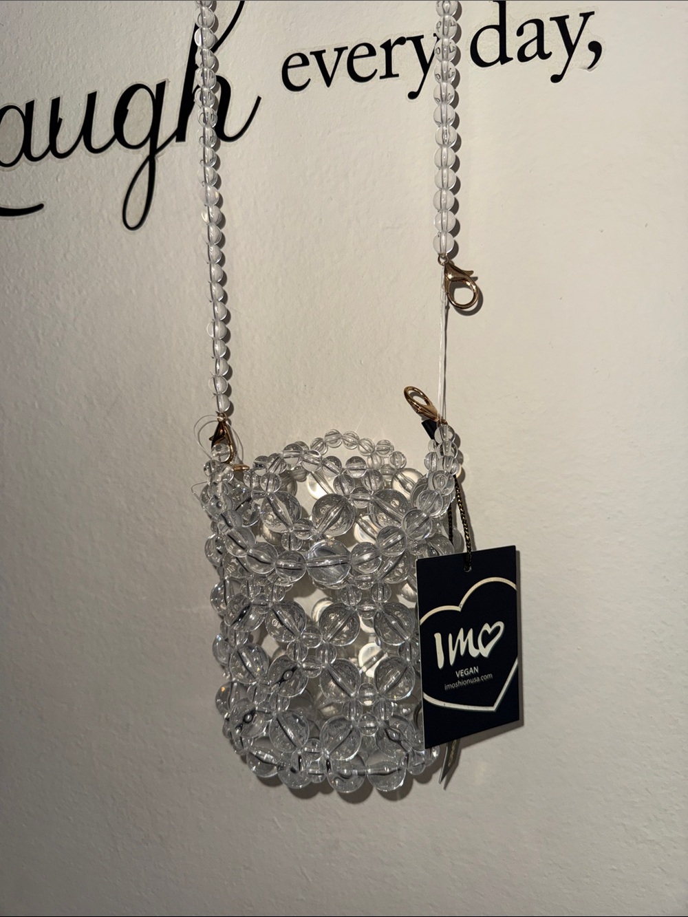 Clear Beaded Shoulder Bag.